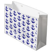 Marineblauwe nautische anker groot cadeauzakje (Voorkant Gekanteld)
