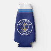 Marineblauwe nautische monogramfleskoeler flesjeskoeler (Voorkant)
