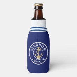 Marineblauwe nautische monogramfleskoeler flesjeskoeler