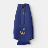 Marineblauwe nautische monogramfleskoeler flesjeskoeler (Achterkant)