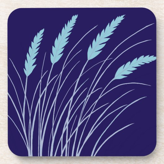 marineblauwe onderzetter met strandgras (Voorkant)
