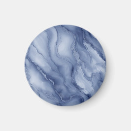 Marineblauwe organische marmerachtige textuur magneet