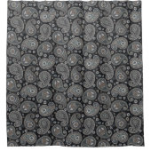 Marineblauwe paisley douchegordijn (Voorkant)