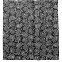 Marineblauwe paisley douchegordijn