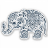 Marineblauwe  paisley olifant sticker (Voorkant)