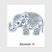 Marineblauwe  paisley olifant sticker (Vel)