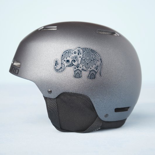 Marineblauwe  paisley olifant sticker (Helm Zijkant)