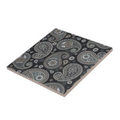 Marineblauwe paisley tegeltje (Zijkant)