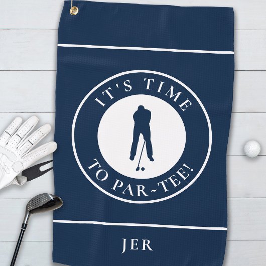 Marineblauwe Par Tee Golfer Monogram Golfhanddoek