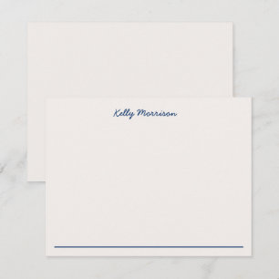Marineblauwe Persoonlijke Briefpapier Ivoor Notitiekaartje