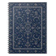 Marineblauwe Perzische Bloemenvloerkleed Notitiebo