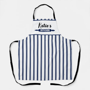 Marineblauwe Pinstripe Custom Schort