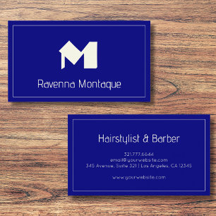 Marineblauwe Premium Gepersonaliseerde Monogramnaa Visitekaartje