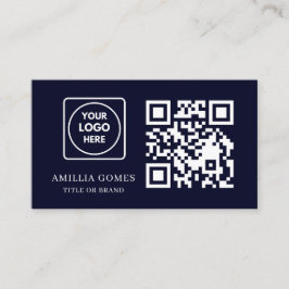 Marineblauwe QR-code | Modern aangepast contactont Visitekaartje