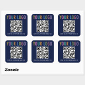 Marineblauwe QR-code Stickers Zakelijk Logo Vierka (Vel)