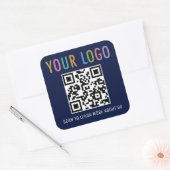 Marineblauwe QR-code Stickers Zakelijk Logo Vierka (Envelop)