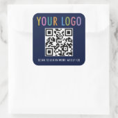 Marineblauwe QR-code Stickers Zakelijk Logo Vierka (Tas)