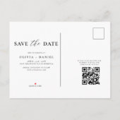 Marineblauwe QR-code Wilde Bloem Bruiloft Aankondigingskaart (Achterkant)