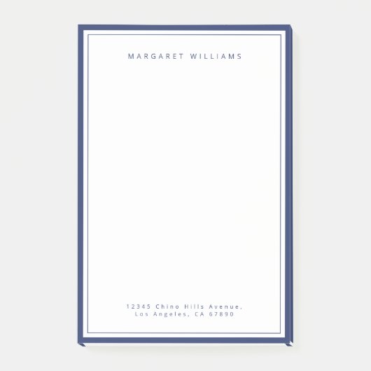 Marineblauwe Rand Modern Minimalistisch Post-it® Notes (Voorkant)