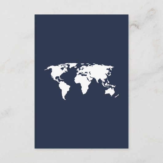 Marineblauwe reisbestemming Trouwgegevens Informatiekaartje (Achterkant)