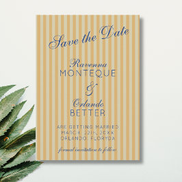 Marineblauwe Retro Honing Oude Streep Bruiloft Save The Date
