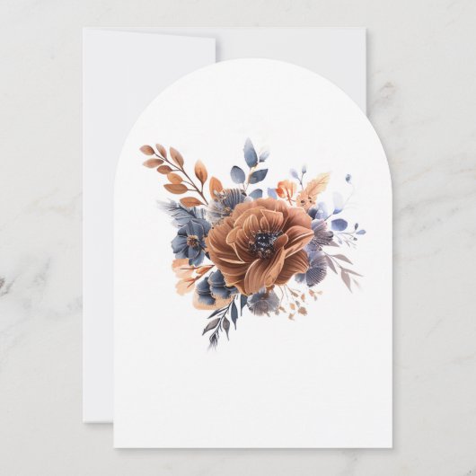 Marineblauwe Roest Terracotta Tuin Elegante Trouwd Kaart (Achterkant)