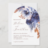 Marineblauwe Roest Terracotta Tuin Elegante Trouwd Kaart (Voorkant)