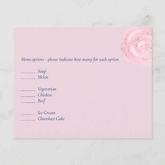 Marineblauwe roze gouden trouw-RSVP-menu (Achterkant)