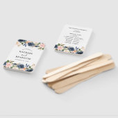 Marineblauwe roze roos botanische handventilator handwaaier (Niet-gemonteerd)