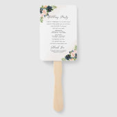 Marineblauwe & Roze Roze Bloemige Trouwprogramma H Handwaaier (Achterkant)