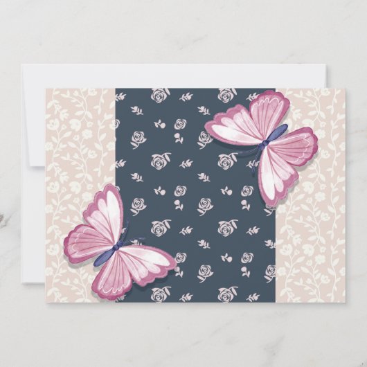 marineblauwe roze vlinder met uitzondering van de  (Achterkant)