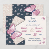 marineblauwe roze vlinder met uitzondering van de  (Voorkant / Achterkant)