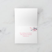 Marineblauwe, Roze, Witte Bloemige Bedankkaart (Binnen)