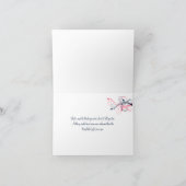 Marineblauwe, Roze, Witte Bloemige Bedankkaart (Binnen)