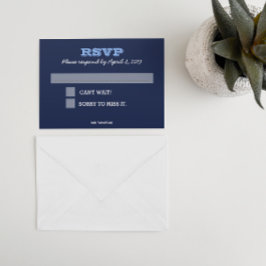 Marineblauwe RSVP-kaart met gastenberichtenlijnen RSVP Kaartje