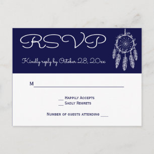 Marineblauwe RSVP Native American Dreamcatcher Uitnodiging Briefkaart