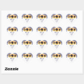 Marineblauwe Rustieke Bloemrijke Kant Zonnebloem B Hart Sticker (Vel)