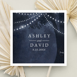 Marineblauwe Rustieke Boomlichtjes Initialen Bruil Servet