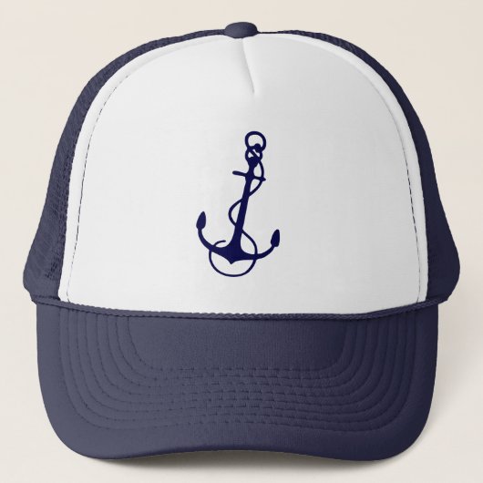 Marineblauwe scheepsanker trucker pet (Voorkant)