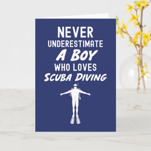 Marineblauwe Scuba Duikkaarten Voor Jongens Duiker Kaart (Gele Bloem)