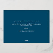 Marineblauwe Sier Baby Aankondiging Kerstkaart (Achterkant)