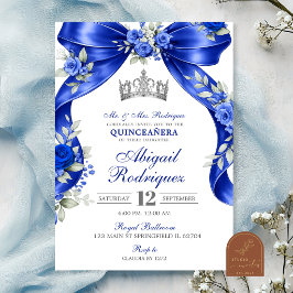 Marineblauwe Silver Coquette Quinceanera Kaart