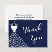 Marineblauwe Sneeuwvlokken Trouwjurk Bedankt (Voorkant / Achterkant)