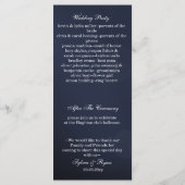 Marineblauwe sneeuwvlokken Winter bruiloft program Programmakaart (Achterkant)