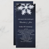 Marineblauwe sneeuwvlokken Winter bruiloft program Programmakaart (Voorkant / Achterkant)