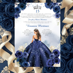 Marineblauwe Spaanse Prinses Zilver 15 Jaar Verjaa Kaart