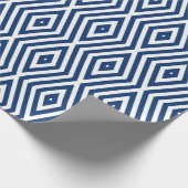 Marineblauwe stemmingen diamanten chevrons cadeaupapier (Hoek)