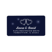 Marineblauwe ster harten bijpassend bruiloft adres etiket (Voorkant)