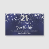 Marineblauwe sterren 21e verjaardag Save the Date  (Voorkant)