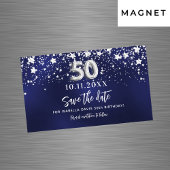 Marineblauwe sterren 50e verjaardag Save the Date 